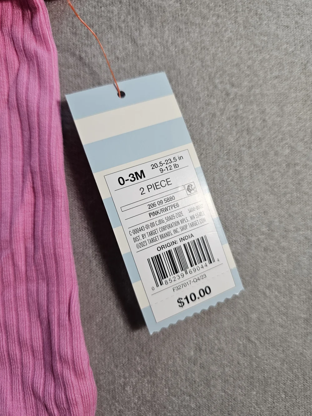 Cat & Jack Pink Ribbed Kids Pajama Set 0-3 Months